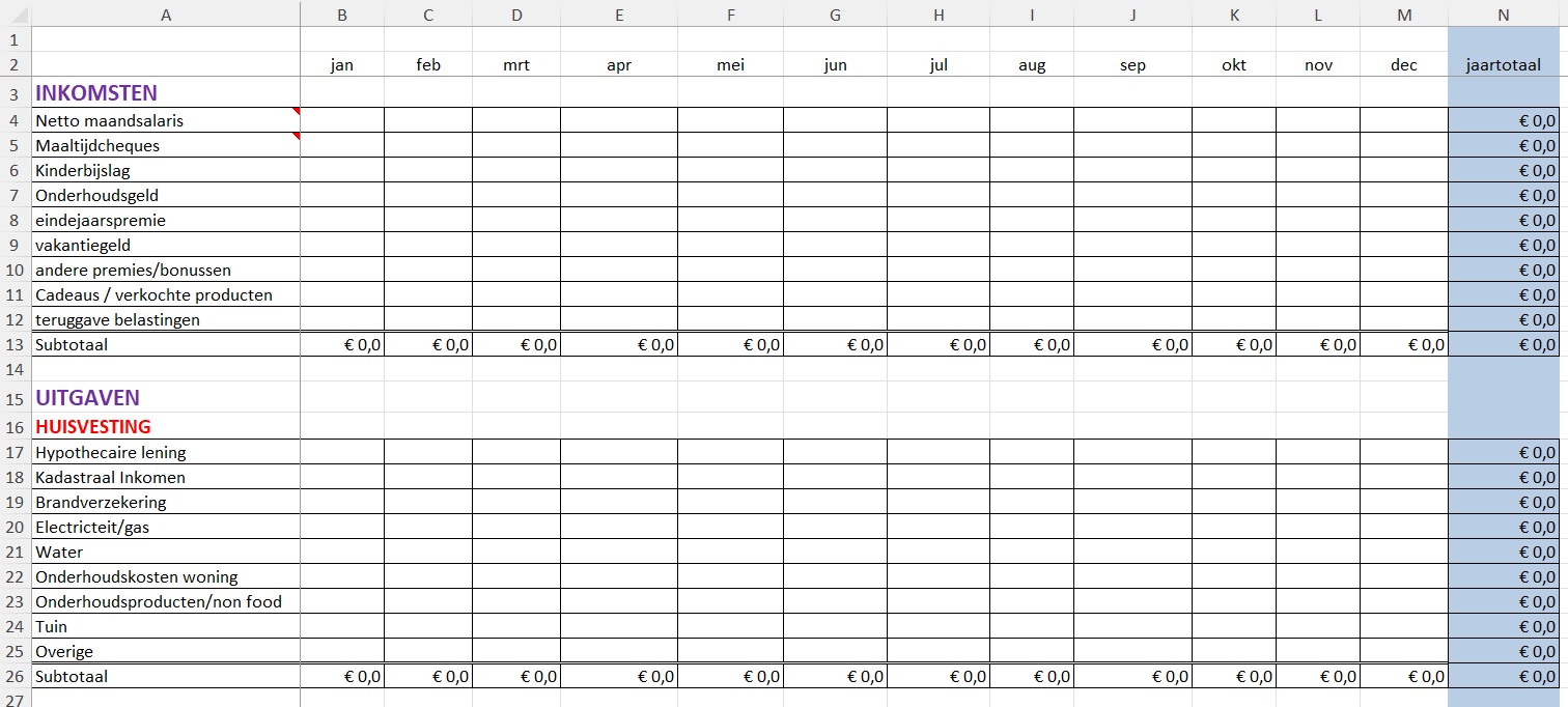 Nieuw jaar, nieuw budgetoverzicht - Leef Zuinig