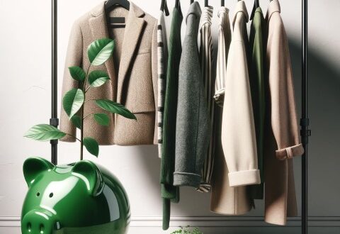 jouw gids voor slimme stijlvolle duurzame kleding capsule wardrobe glanzend groen porseleinen spaarvarken leefzuinig